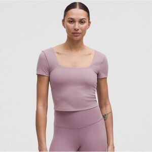 NWT Lululemon Wunder Under SmoothCover Square-Neck T-Shirt Lavender Lux size 12